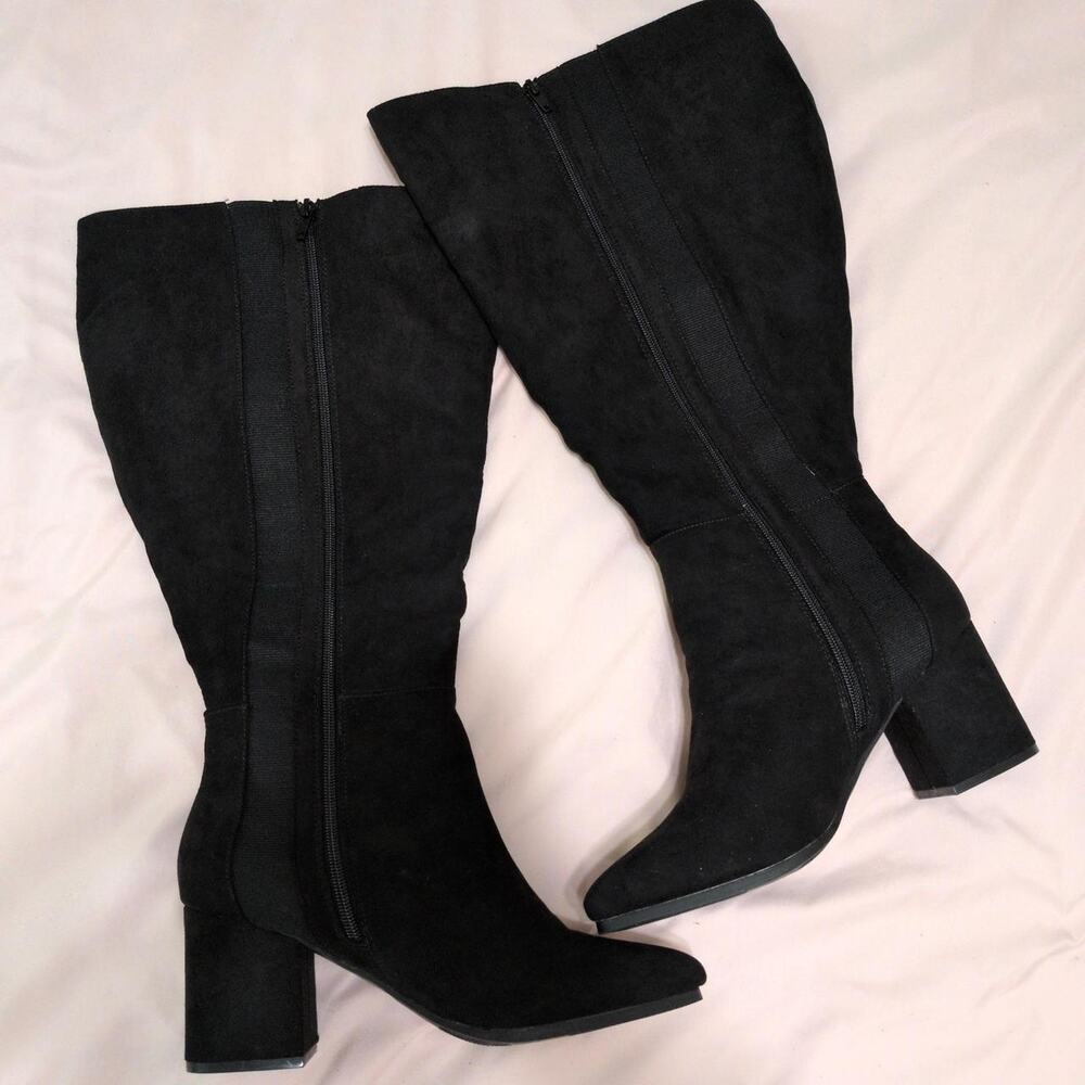 Lane Bryant black suede knee high boots Size 8